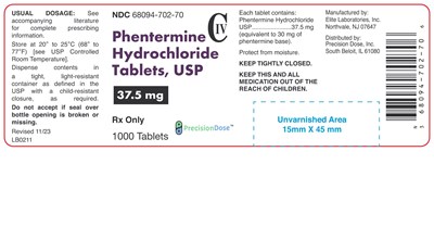 Phentermine 1000ct Bottle (Phentermine HCl 37.5mg 1000ct Tabs)